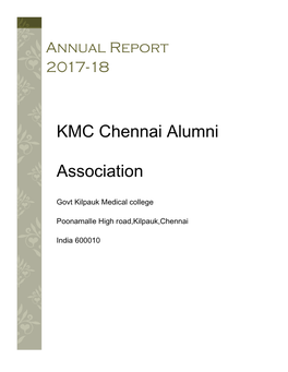 KMC Chennai Alumni Association -Annual Report 2017-18