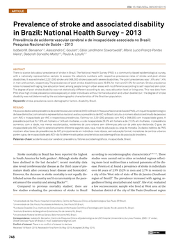 Prevalence of Stroke and Associated Disability in Brazil