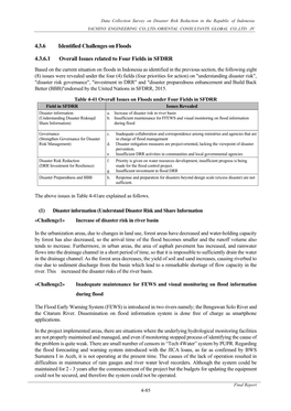 Identified Challenges on Floods Overall Issues Related to Four Fields