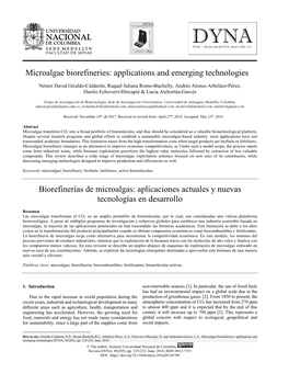 Microalgae Biorefineries: Applications and Emerging Technologies •