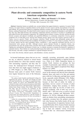 Plant Diversity and Community Composition in Eastern North American Serpentine Barrens1 Kathryn M