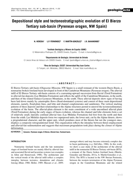 Depositional Style and Tectonostratigraphic Evolution of El Bierzo Tertiary Sub-Basin (Pyrenean Orogen, NW Spain)