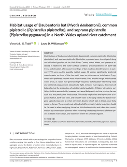 Habitat Usage of Daubenton's Bat (Myotis Daubentonii)