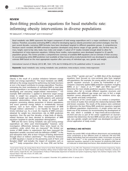 Best-Fitting Prediction Equations for Basal Metabolic Rate