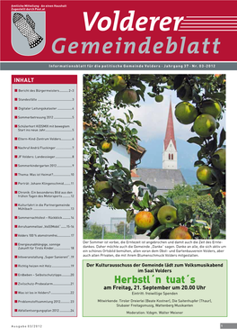 Gemeindeblatt Informationsblatt Für Die Politische Gemeinde Volders · Jahrgang 37 · Nr