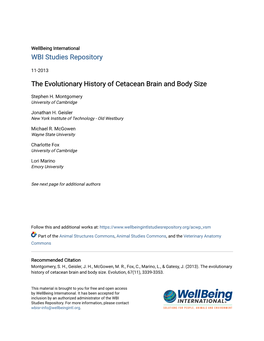 The Evolutionary History of Cetacean Brain and Body Size