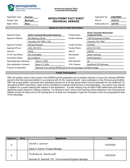 Npdes Permit Fact Sheet Individual Sewage