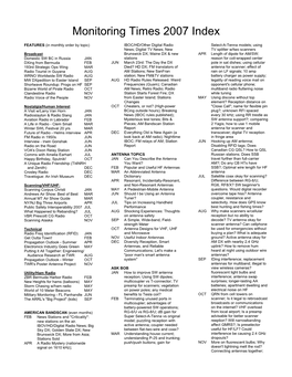 Monitoring Times 2007 Index