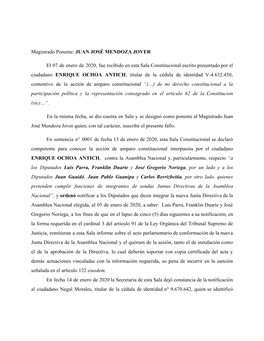 Magistrado Ponente:​ JUAN JOSÉ MENDOZA JOVER El 07 De Enero