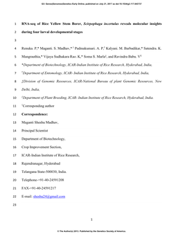RNA-Seq of Rice Yellow Stem Borer, Scirpophaga Incertulas Reveals Molecular Insights During Four Larval Developmental Stages