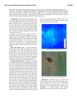 Tio2, Feo, and Texture Analysis Map of Lunar Crater Ina, Based on SELENE Multi-Band Imager Data