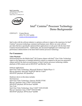 Intel® Centrino® Processor Technology Launch Demonstration