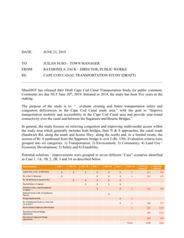 Director, Public Works Re: Cape Cod Canal Transportation Study (Draft)