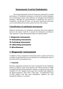 Instruments Used in Endodontics