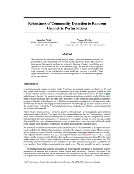 Robustness of Community Detection to Random Geometric Perturbations