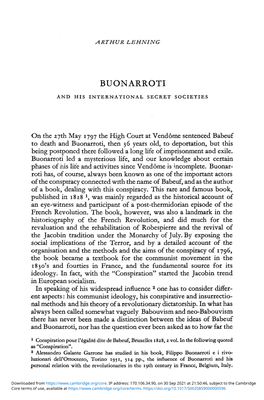 Buonarroti and His International Secret Societies