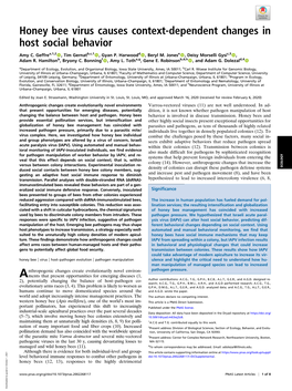 Honey Bee Virus Causes Context-Dependent Changes in Host Social Behavior