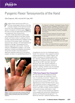 Pyogenic Flexor Tenosynovitis of the Hand