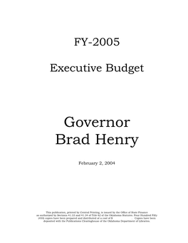 FY 2005 Executive Budget (PDF)