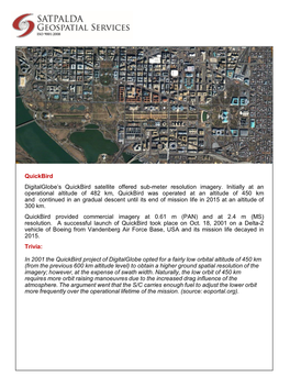 Quickbird Digitalglobe's Quickbird Satellite Offered Sub-Meter