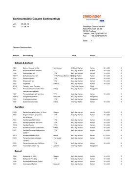 Sortimentsliste Gesamt Sortimentliste Von: 05.06.19 Bis: 31.08.19 Steidinger Gastro Service Robert-Bunsen-Str