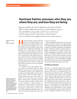 Hurricane Katrina Evacuees: Who They Are, Where They Are, and How They Are Faring
