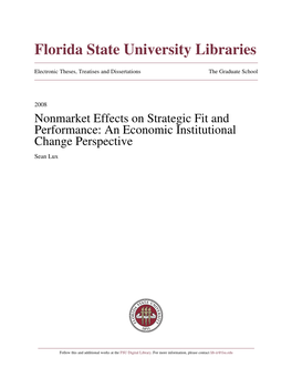 Nonmarket Effects on Strategic Fit and Performance: an Economic Institutional Change Perspective Sean Lux