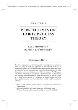 Perspectives on Labor Process Theory