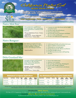 California Native Sod SELECTION GUIDE