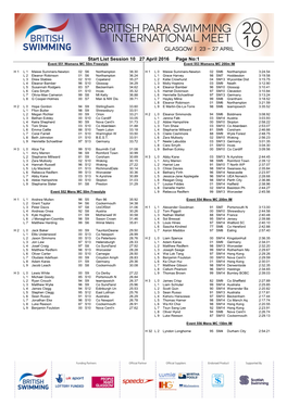 Printable Start Lists