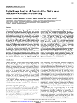 Digital Image Analysis of Cigarette Filter Stains As an Indicator of Compensatory Smoking