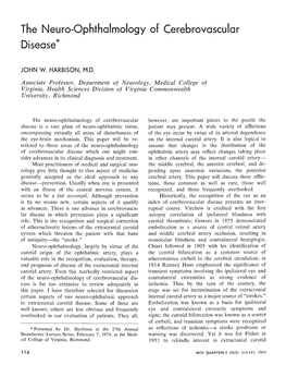 The Neuro-Ophthalmology of Cerebrovascular Disease*