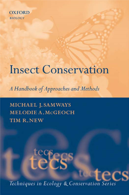Insect Conservation a Handbook of Approaches and Methods