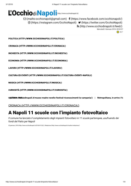 A Napoli 11 Scuole Con L'impianto Fotovoltaico