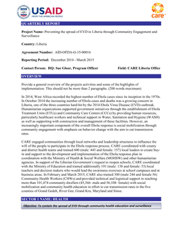 Preventing the Spread of EVD in Liberia Through Community Engagement and Surveillance