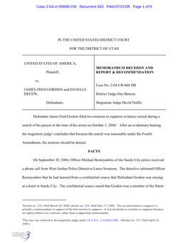 Case 2:04-Cr-00688-CW Document 263 Filed 07/21/08 Page 1 of 9