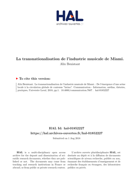 La Transnationalisation De L'industrie Musicale De Miami