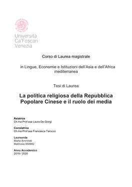 La Politica Religiosa Della Repubblica Popolare Cinese E Il Ruolo Dei Media