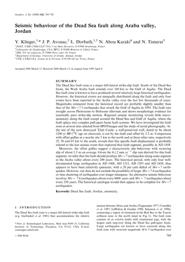 Seismic Behaviour of the Dead Sea Fault Along Araba Valley, Jordan