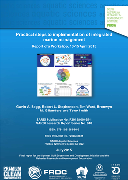 Practical Steps to Implementation of Integrated Marine Management Report of a Workshop, 13-15 April 2015