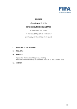 Agenda Fifa Executive Committee