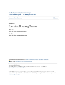 Educational Learning Theories Molly Zhou Dalton State College, Mzhou@Daltonstate.Edu