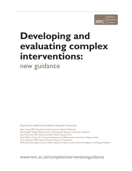 Developing and Evaluating Complex Interventions: New Guidance