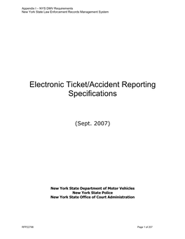 Electronic Ticket/Accident Reporting Specifications