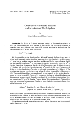 Observations on Crossed Products and Invariants of Hopf Algebras