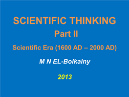 SCIENTIFIC THINKING M N EL-Bolkainy