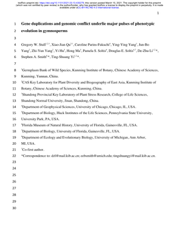 Gene Duplications and Genomic Conflict Underlie Major Pulses of Phenotypic 2 Evolution in Gymnosperms 3 4 Gregory W