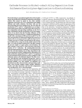 Cathode Process in Nickel-Cobalt Alloy Deposition from Sulfamate Electrolytes—Application to Electroforming