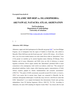 ISLAMIC HIP-HOP Vs. ISLAMOPHOBIA: AKI NAWAZ, NATACHA ATLAS, AKHENATON