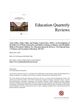 Education Quarterly Reviews